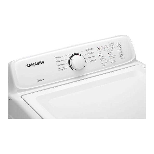 Samsung White Top Load Laundry Pair with WA41A3000AW 27 Washer and DVE41A3000W 27 Electric Dryer