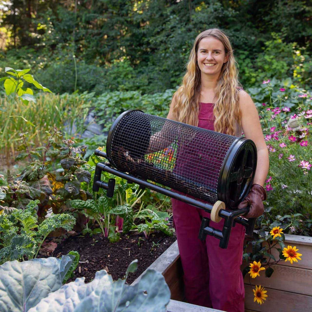 Earthkeeping Green Rolling Garden Sifter with 1/2 in. Heavy Duty Screen