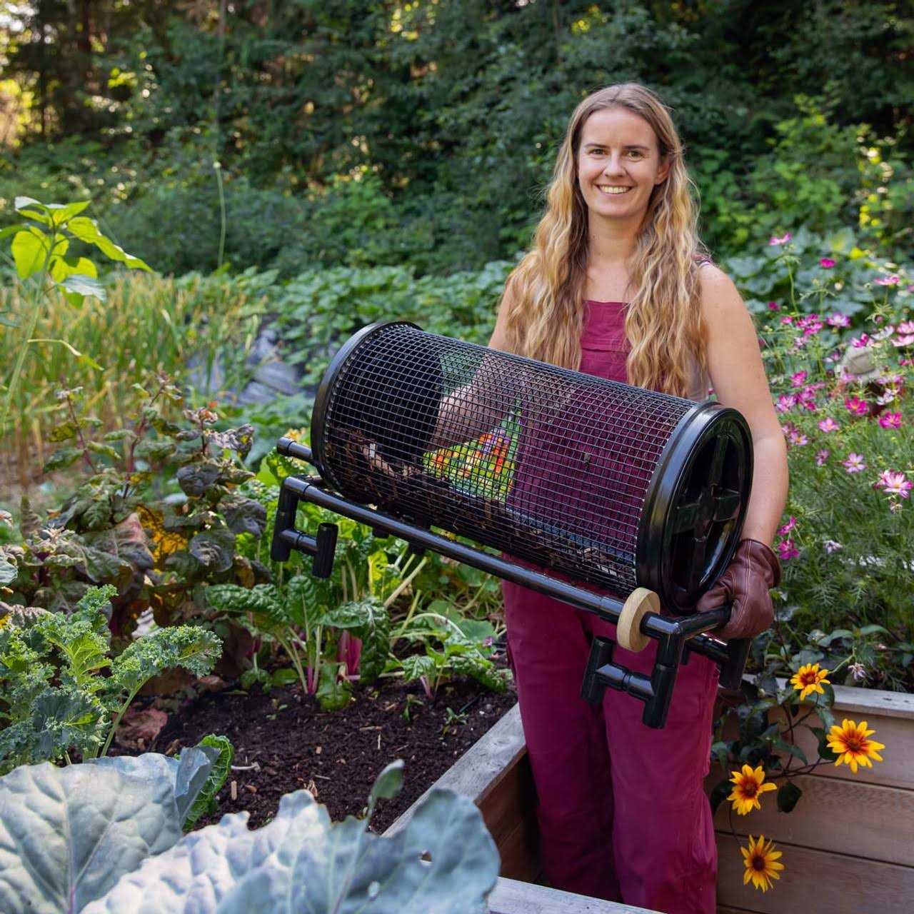 Earthkeeping Green Rolling Garden Sifter with 1/2 in. Heavy Duty Screen