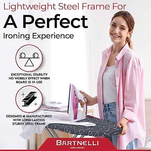 Bartnelli Ironing Board Space-Saving and Ultimate Iron Board Experience 13×43