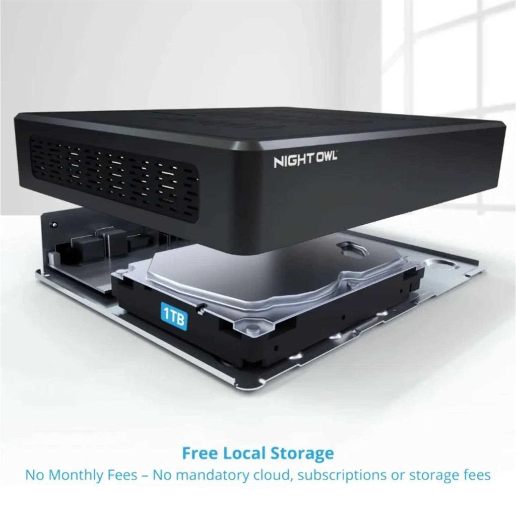 Night Owl 8 Channel 1080p Bluetooth DVR with 1TB Hard Drive and 4 Wired 1080p Spotlight Cameras