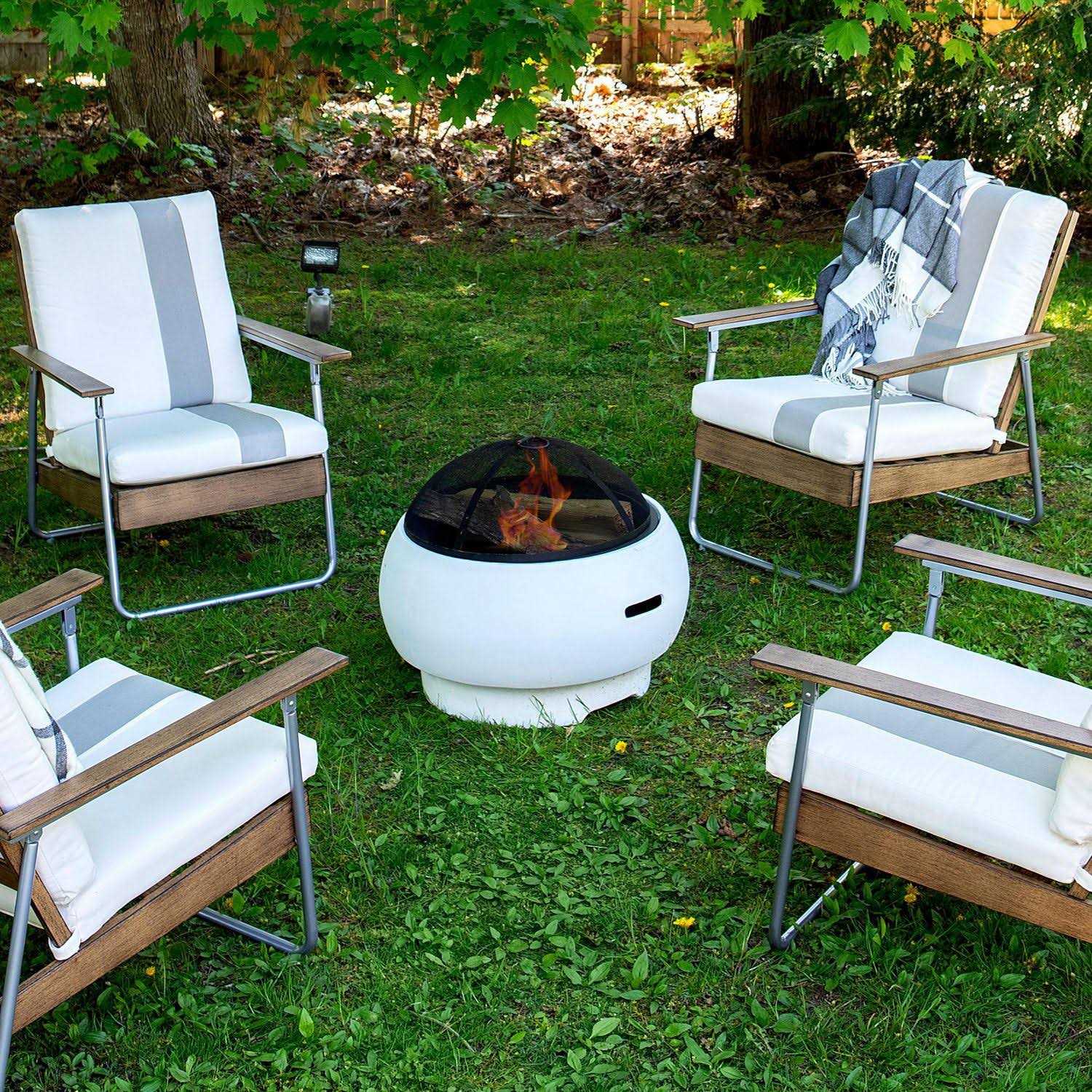 Novogratz Poolside Collection Asher Wood Burning Fire Pit with Grilling Surface