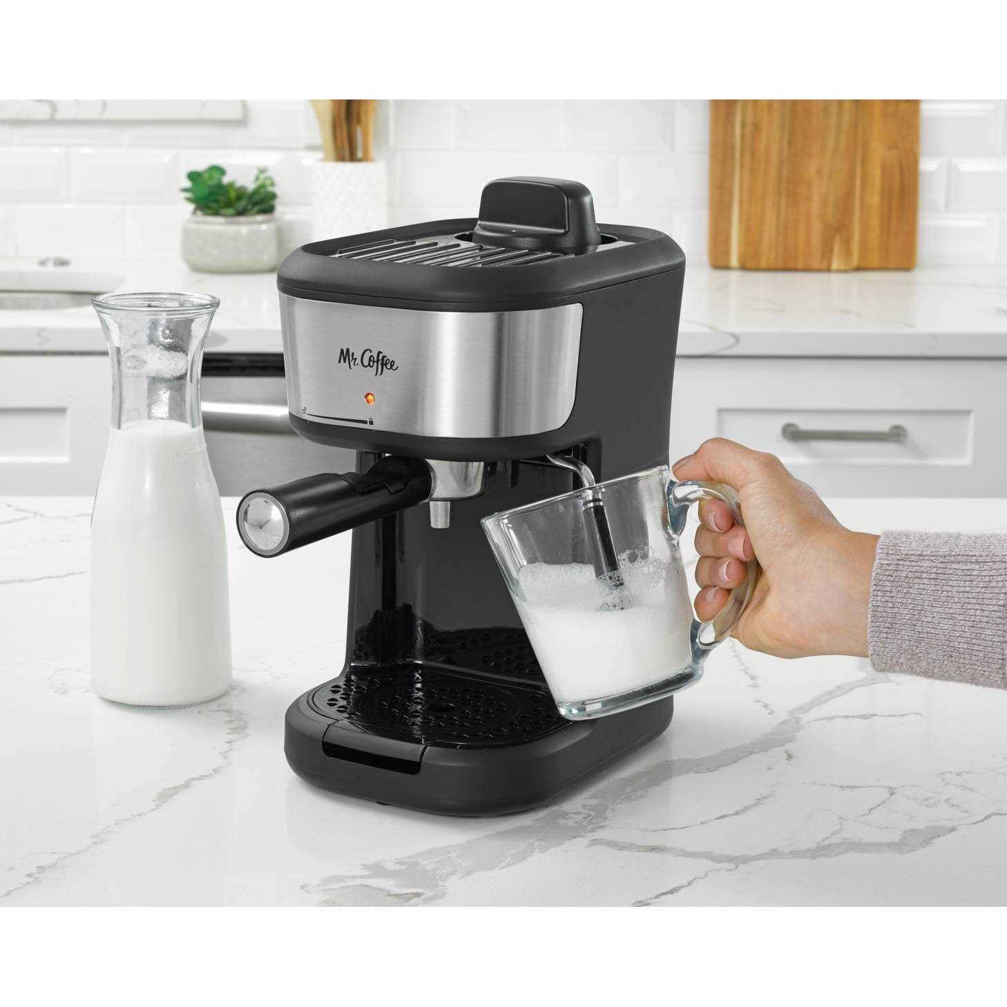 Mr. Coffee 4-Shot Steam Espresso Cappuccino and Latte Maker with Stainless Steel Frothing Pitcher