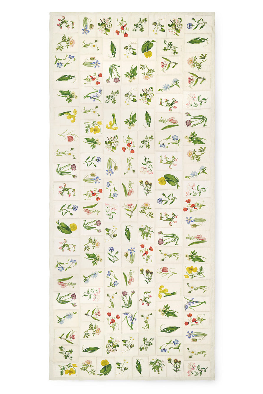 Botanical Garden Vintage Tile Linen Tablecloth