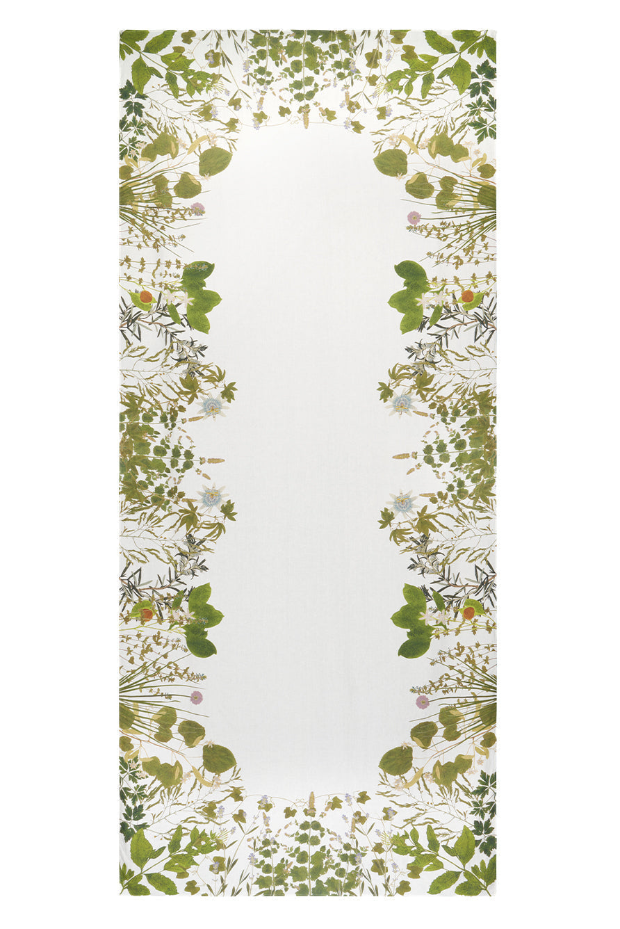Rectangular Linen Tablecloth with Herb Garden Botanical Print