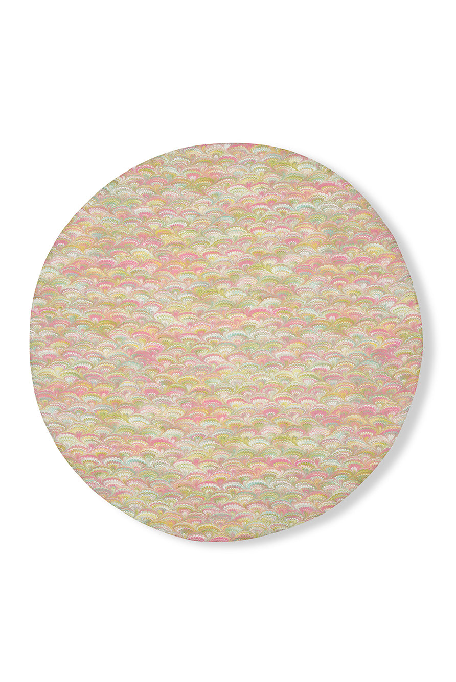 Round Linen Tablecloth – Elegant Fan Pattern (65″)
