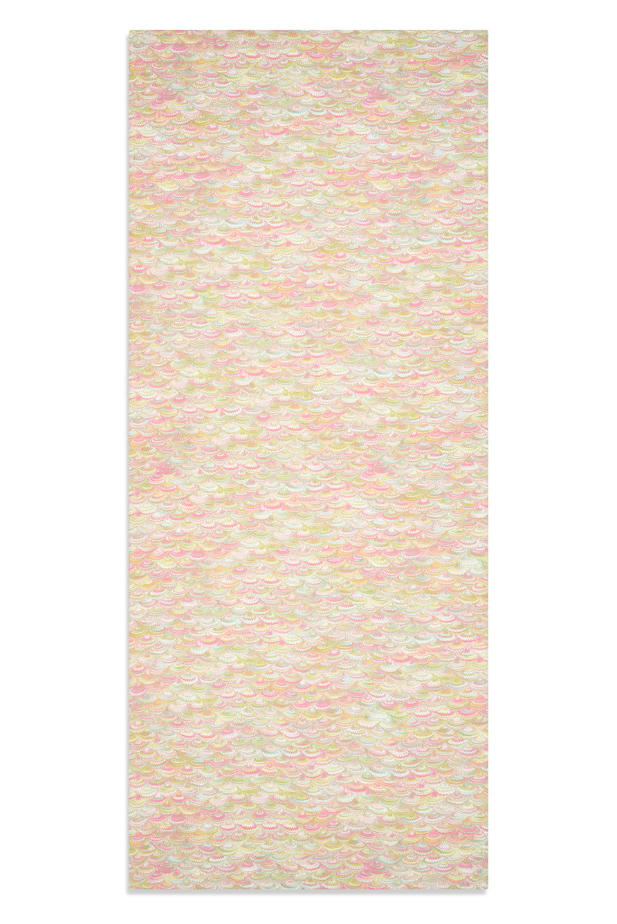 Modern Marble Pattern Rectangular Linen Tablecloth – Pink, Green & Yellow Abstract Design
