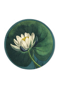 Water Lily Floral Round Linen Tablecloth – 65 Inch Diameter Occasional Table Cover