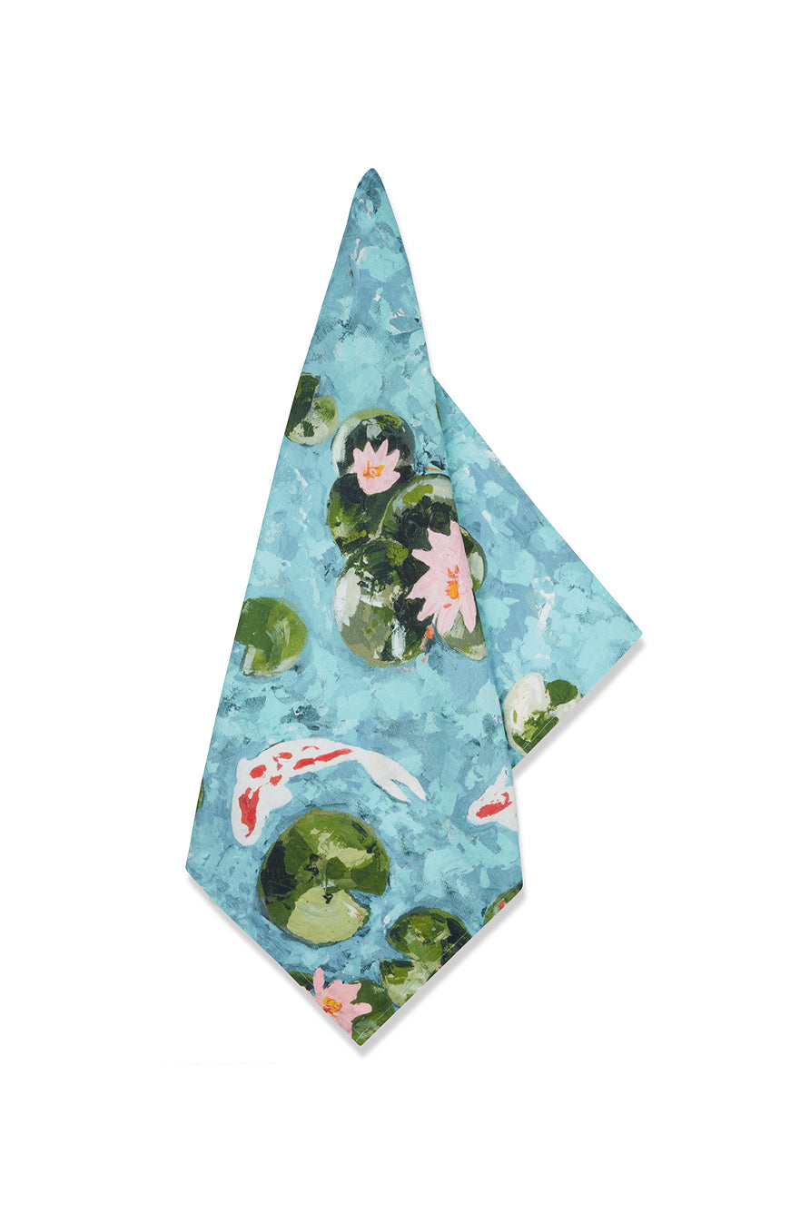 Linen Napkin with Water Lily Floral Print – 20″ x 20″