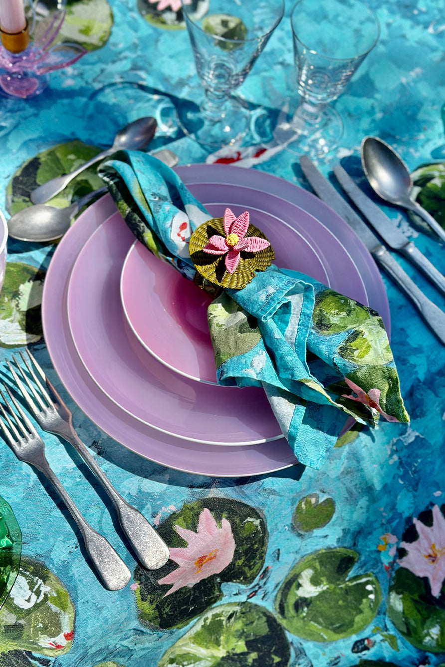 Linen Napkin with Water Lily Floral Print – 20″ x 20″