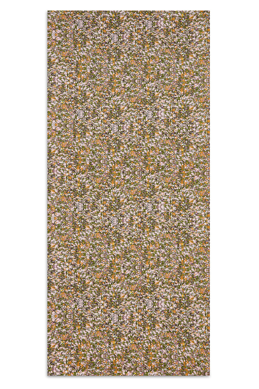 Marble Print Pure Linen Rectangular Tablecloth – Green, Rose Pink, and Orange