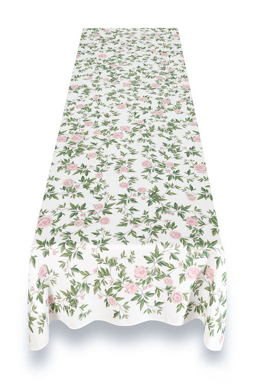Floral Peony Pattern Rectangular Linen Tablecloth – Premium Breathable Fabric for Dining & Events