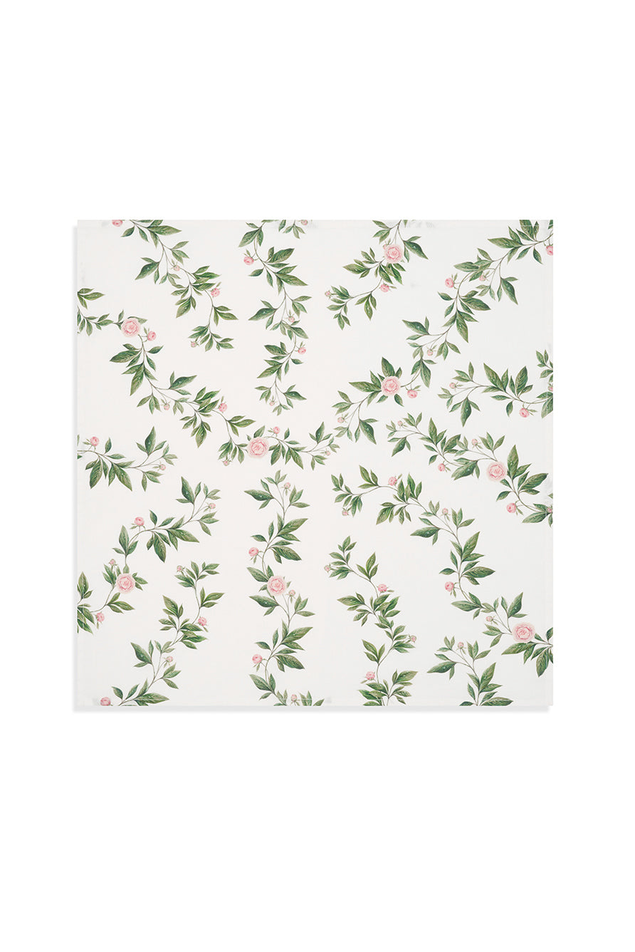 Trailing Peony Floral Linen Napkin – 20 x 20 Inches Square Table Linen