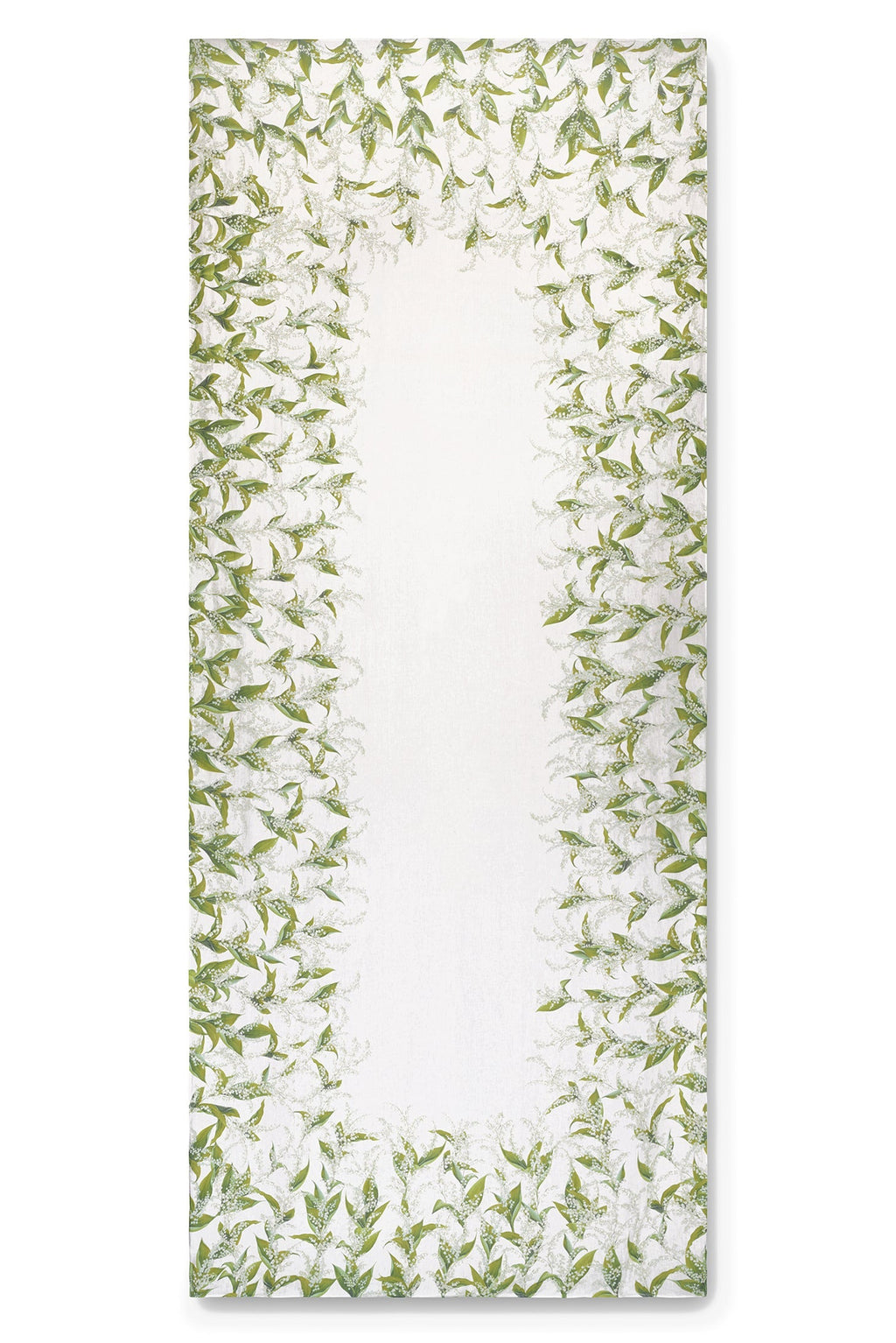 Elegant Lily of the Valley Embroidered Linen Tablecloth