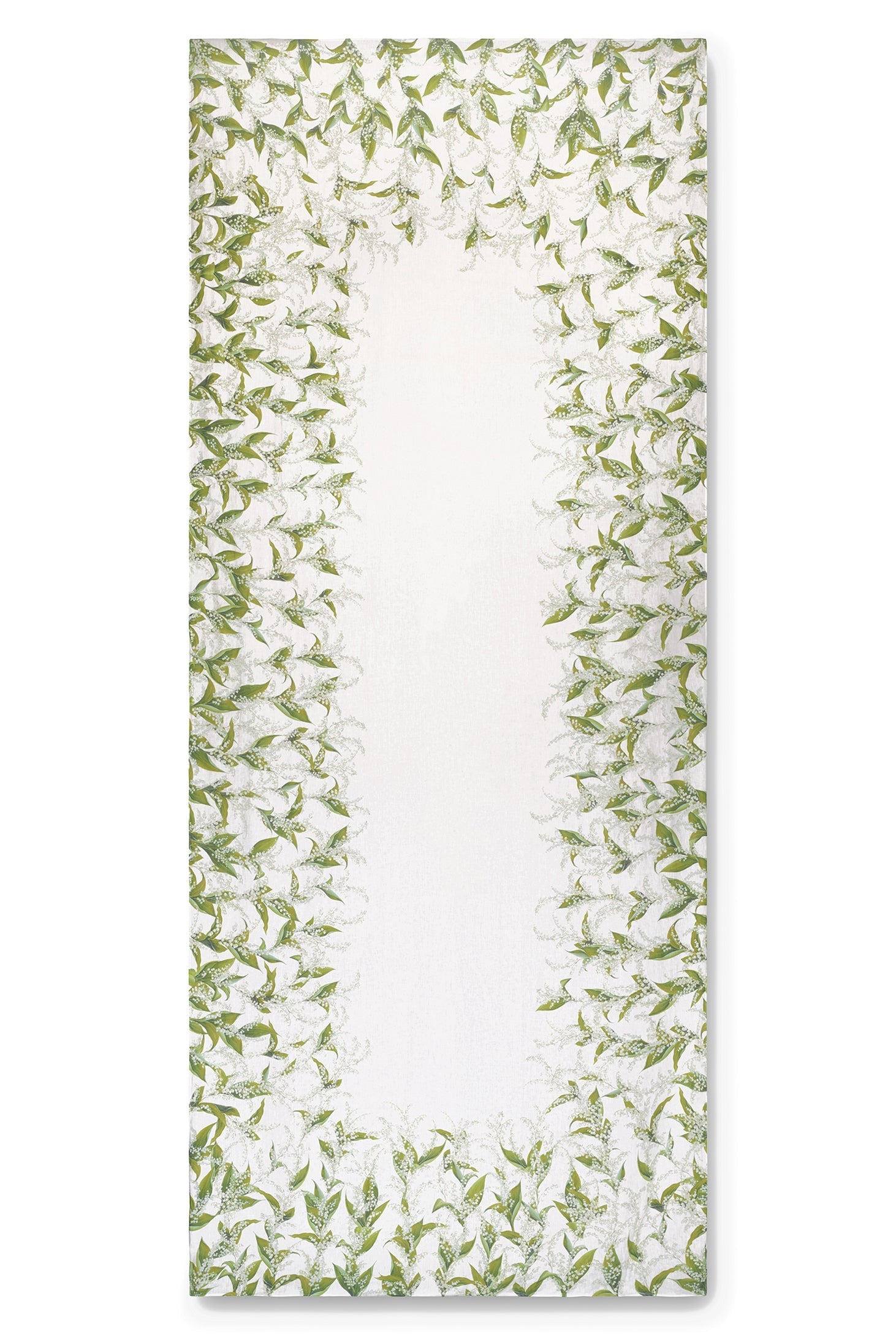 Elegant Lily of the Valley Embroidered Linen Tablecloth