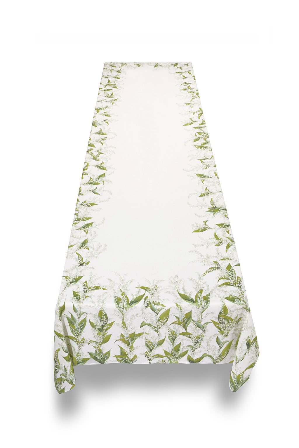 Elegant Lily of the Valley Embroidered Linen Tablecloth