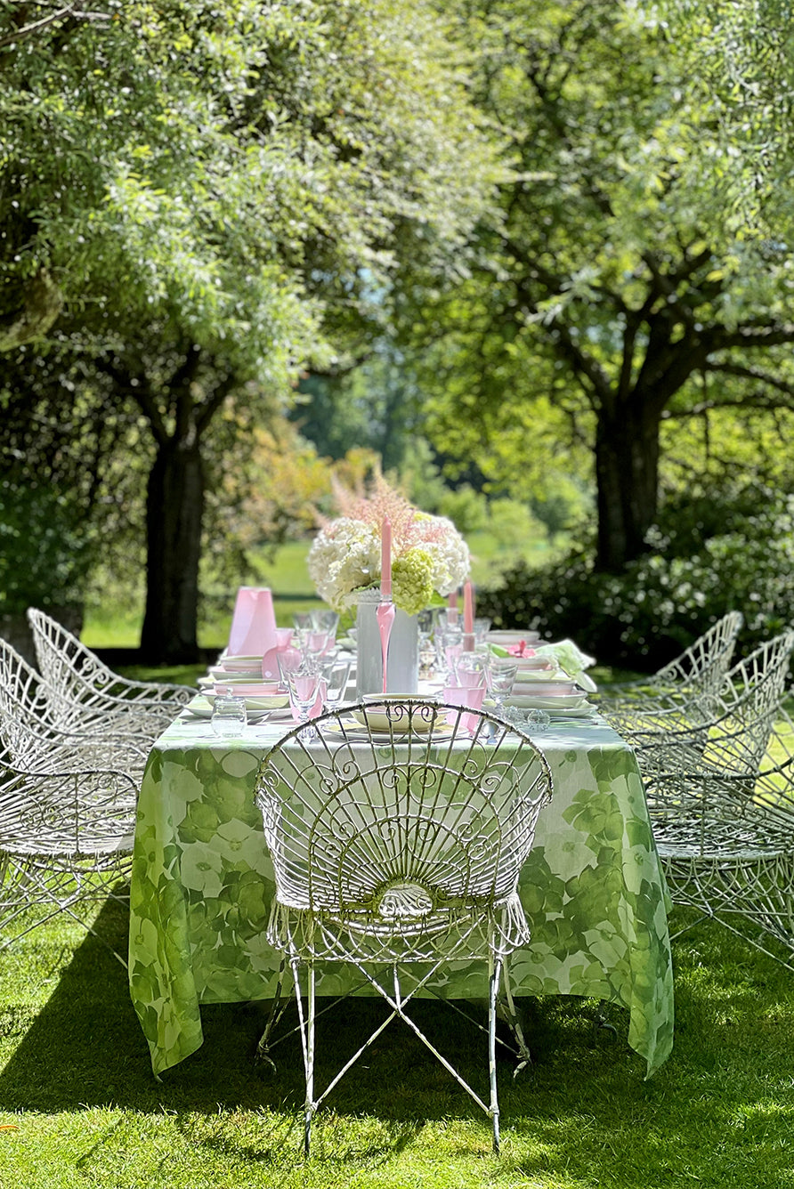 Green Rectangular Linen Tablecloth