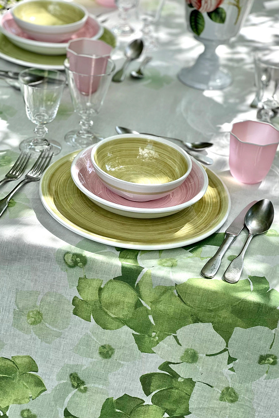Green Rectangular Linen Tablecloth