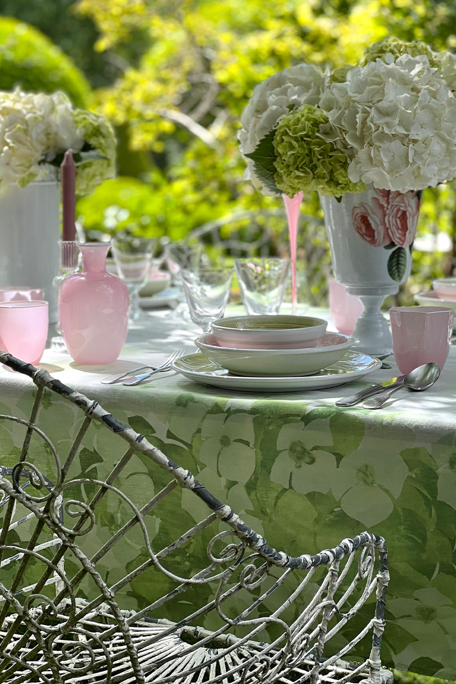 Green Rectangular Linen Tablecloth