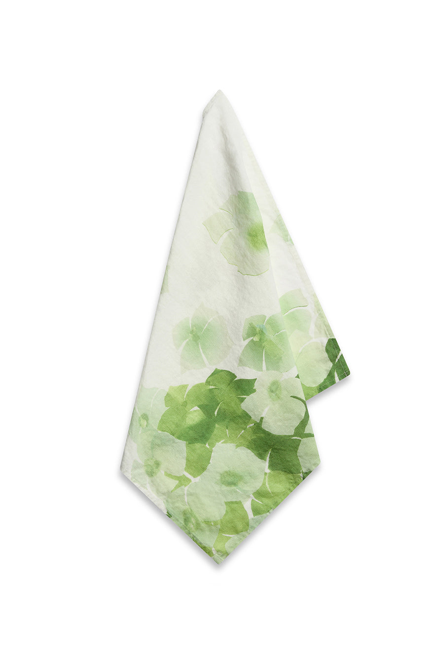 Floral Hydrangea Print Linen Napkin in Sage Green – 20 x 20 in
