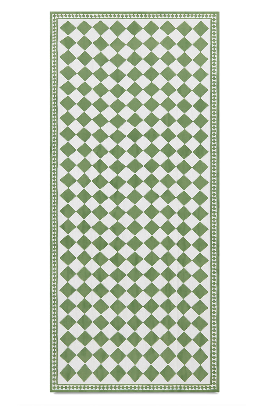Green Checkered Pure Linen Tablecloth