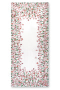 Floral Print Rectangular Linen Tablecloth in Red and Pink