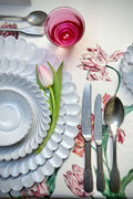 Linen Table Napkins – Red & Pink Tulip Floral Pattern, 20″ x 20″