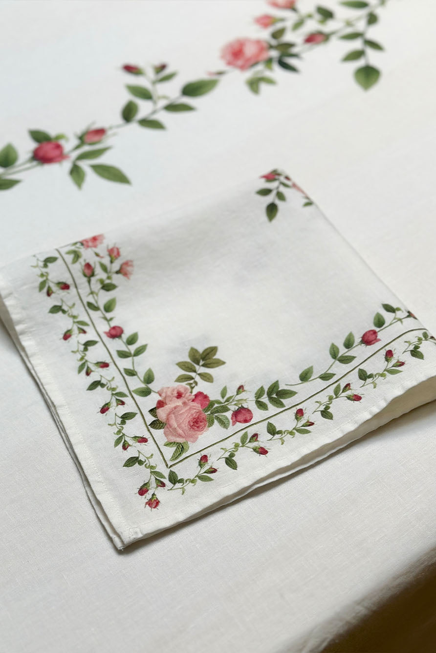 Linen Napkin | Elegant Rose Trellis Pattern (20″ x 20″)