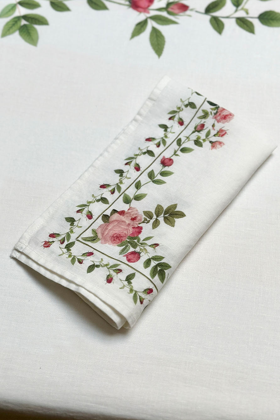 Linen Napkin | Elegant Rose Trellis Pattern (20″ x 20″)