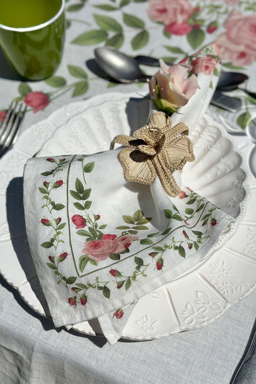 Linen Napkin | Elegant Rose Trellis Pattern (20″ x 20″)