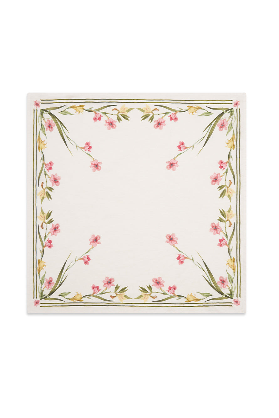 Premium Floral Linen Napkin – 20×20 Inch Square Gladiolus Print Table Linen