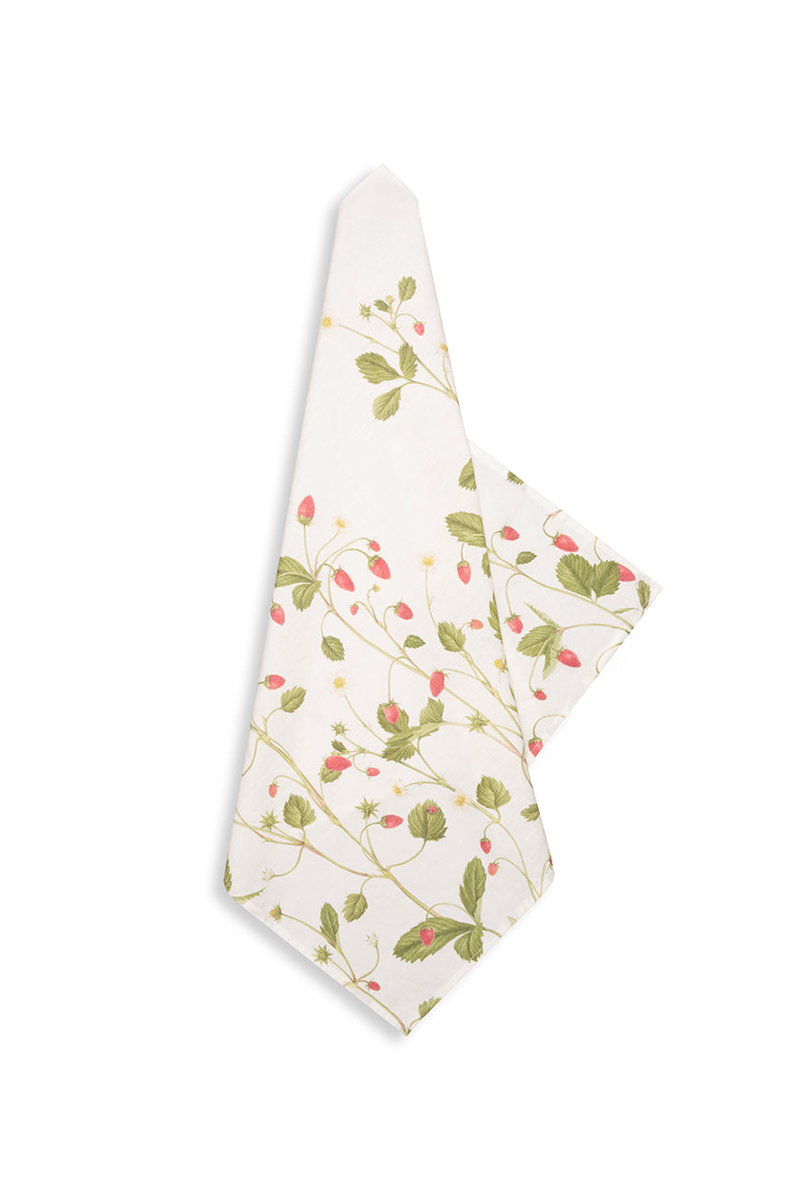 Wild Strawberry Embroidered Linen Napkins – 20″ x 20″ Premium Table Linens
