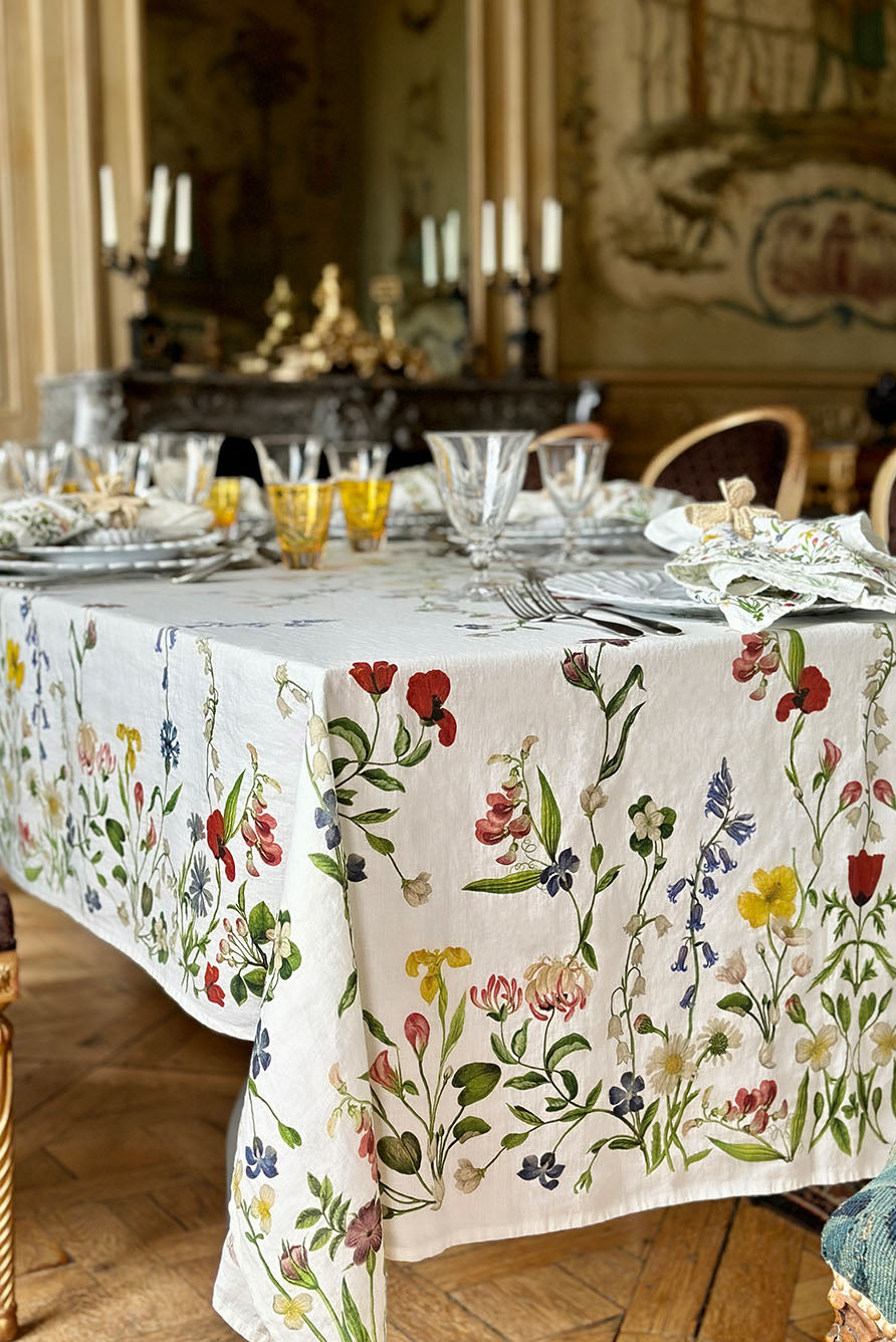 Botanical Wildflower Linen Tablecloth