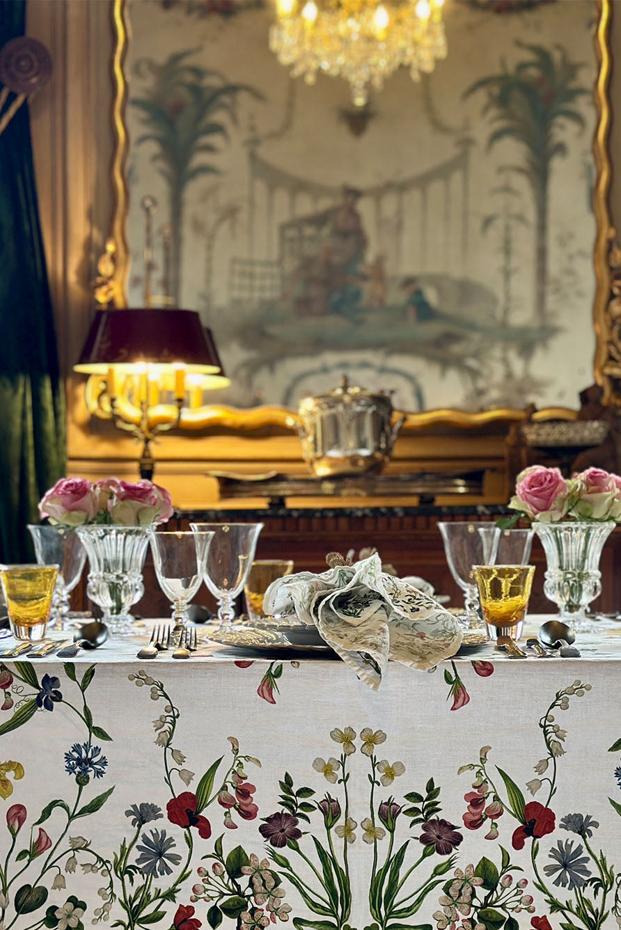 Botanical Wildflower Linen Tablecloth